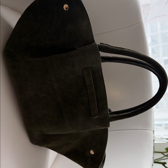 Chic Olive Green Suede Tote Bag - Picture 6 of 8